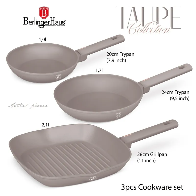 Zestaw 3 Patelni BerlingerHaus Taupe BH-8109