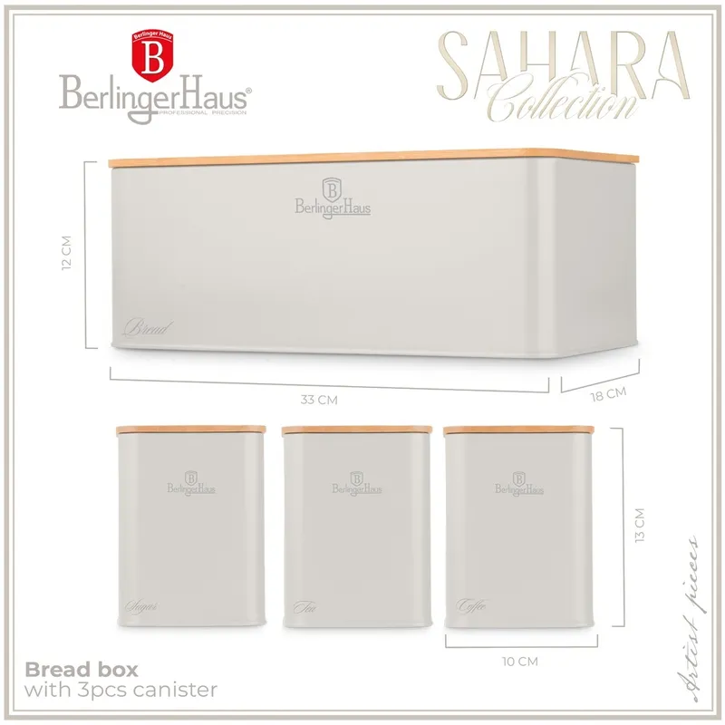Zestaw 3 Pojemników I Chlebak BerlingerHaus BH-8901 Sahara Collection