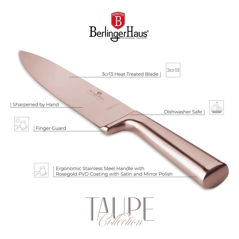 Zestaw 5 Noży W Bambusowym Bloku Taupe BerlingerHaus BH-3126N