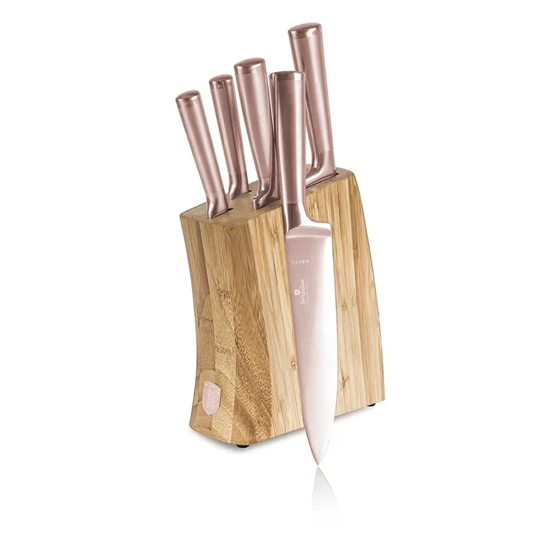 Zestaw 5 Noży W Bambusowym Bloku Taupe BerlingerHaus BH-3126N