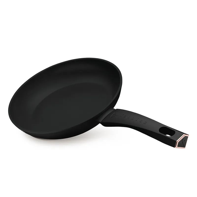 Zestaw Garnek Z Pokrywką I Patelnia 24cm + Podkładka FASHION TV FTV-0047 Matte Black- Rose Gold