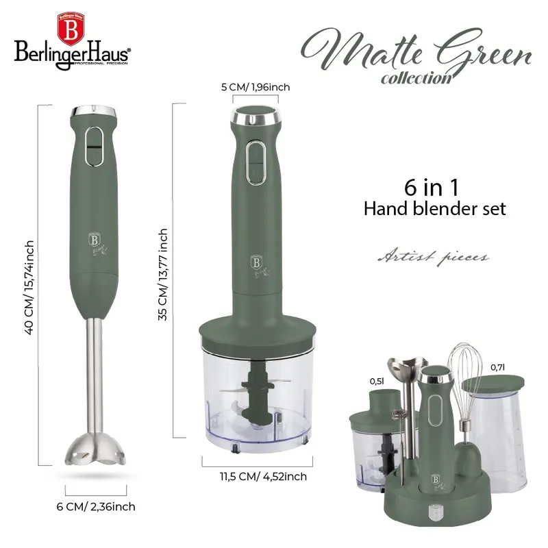 Blender Ręczny 6w1 BerlingerHaus LP-BH-264 Matte Green