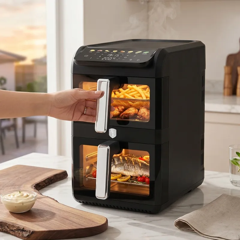 Frytkownica Beztłuszczowa Air Fryer Dual 10 l (4 l + 6 L) BerlingerHaus Matte Black Collection BH-9926