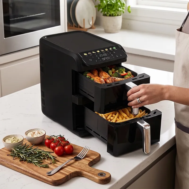 Frytkownica Beztłuszczowa Air Fryer Dual 10 l (4 l + 6 L) BerlingerHaus Matte Black Collection BH-9926