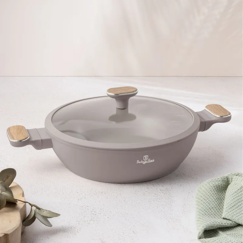 Garnek Płytki 3,8 l Z Pokrywką 28cm BerlingerHaus Taupe Nordic BH-8337