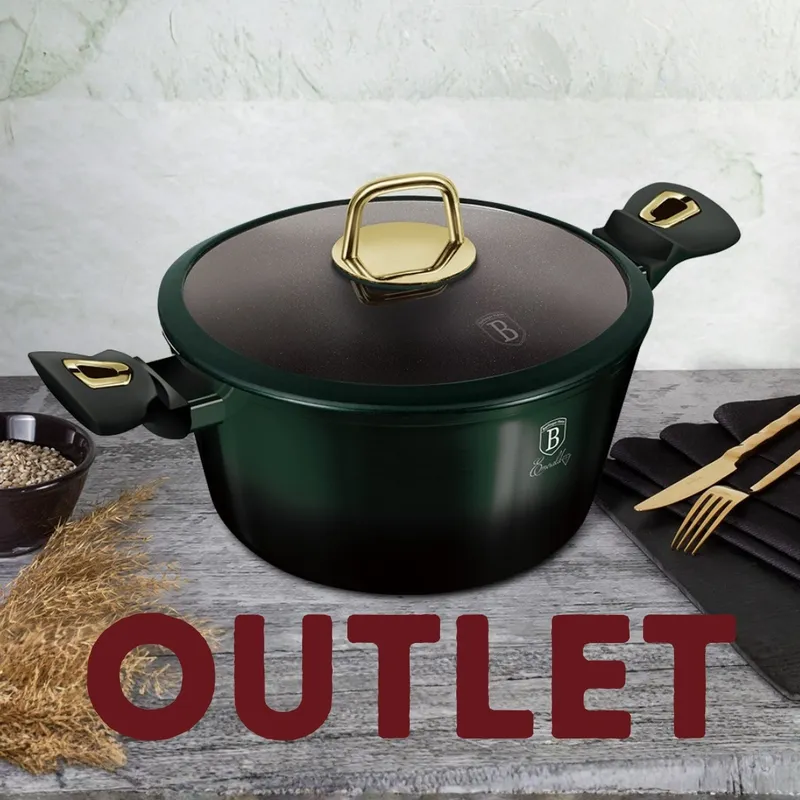 Garnek Z Pokrywką 20 cm Tytanowa Powłoka BerlingerHaus BH-6057 Emerald | OUTLET