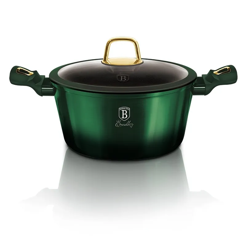 Garnek Z Pokrywką 20 cm Tytanowa Powłoka BerlingerHaus BH-6057 Emerald | OUTLET