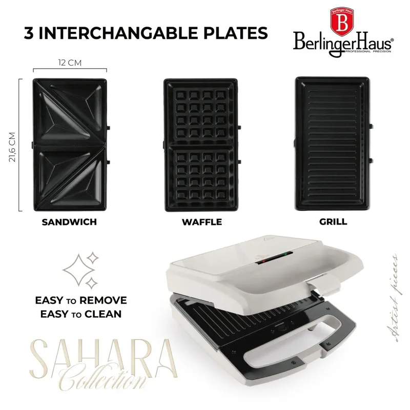 Opiekacz Do Kanapek 1000W 3w1 BerlingerHaus BH-9975 Sahara Collection