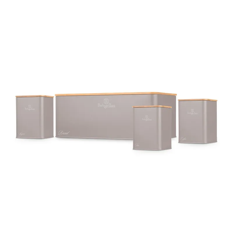 Zestaw 3 Pojemników I Chlebak BerlingerHaus BH-8902 Taupe Collection