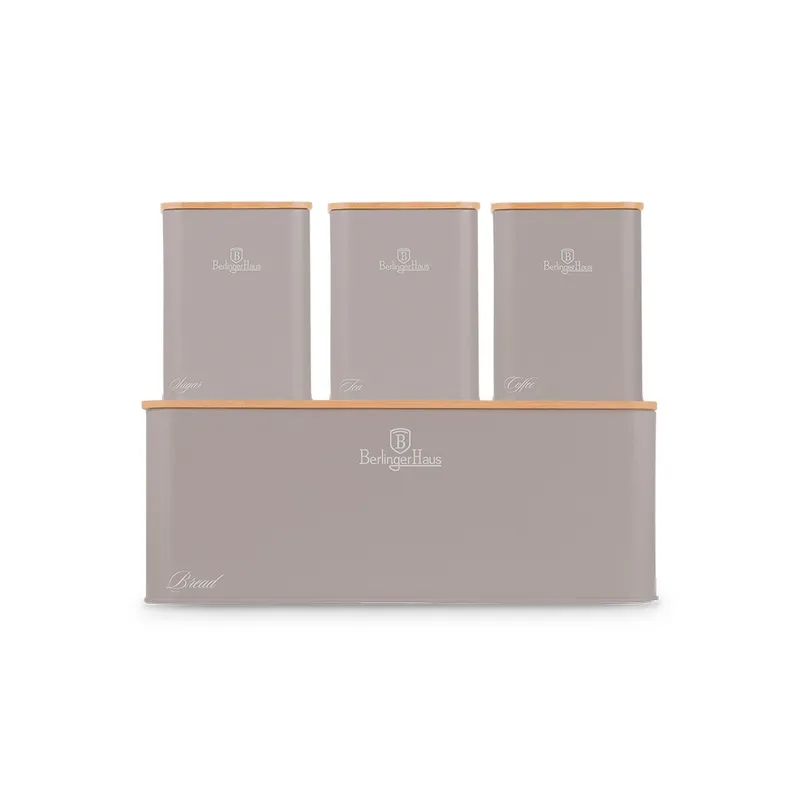 Zestaw 3 Pojemników I Chlebak BerlingerHaus BH-8902 Taupe Collection