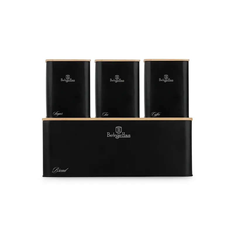 Zestaw 3 Pojemników I Chlebak BerlingerHaus BH-8903 Matte Black Collection