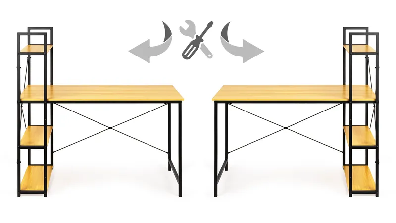 Biurko Z Regałem Drewniane Do Pokoju 120 cm Wysokie
