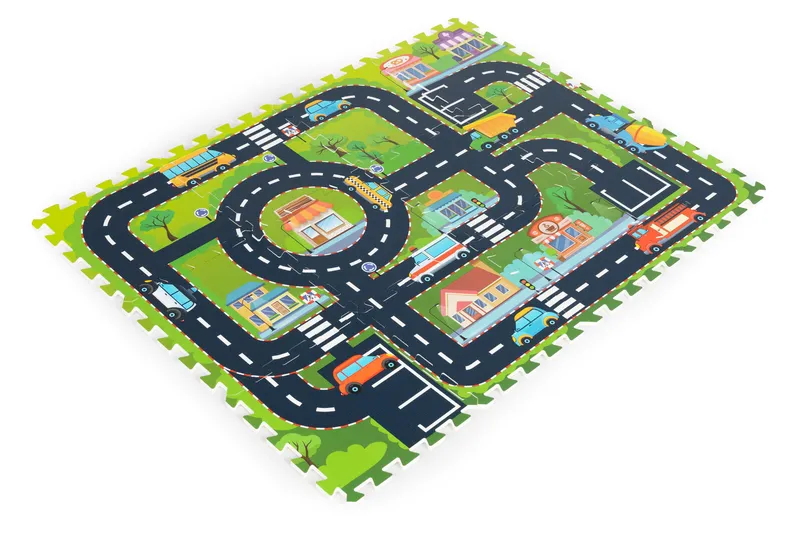 Mata Edukacyjna Piankowa Dla Dzieci Puzzle Miasto Ulice Drogi