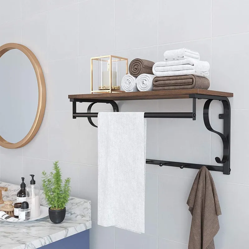 Półka Wieszakami Na Ubrania Drewniana Loft
