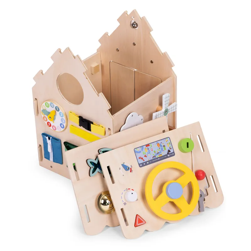 Drewniany Domek Manipulacyjny Dla Dzieci Panel Edukacyjny XXL