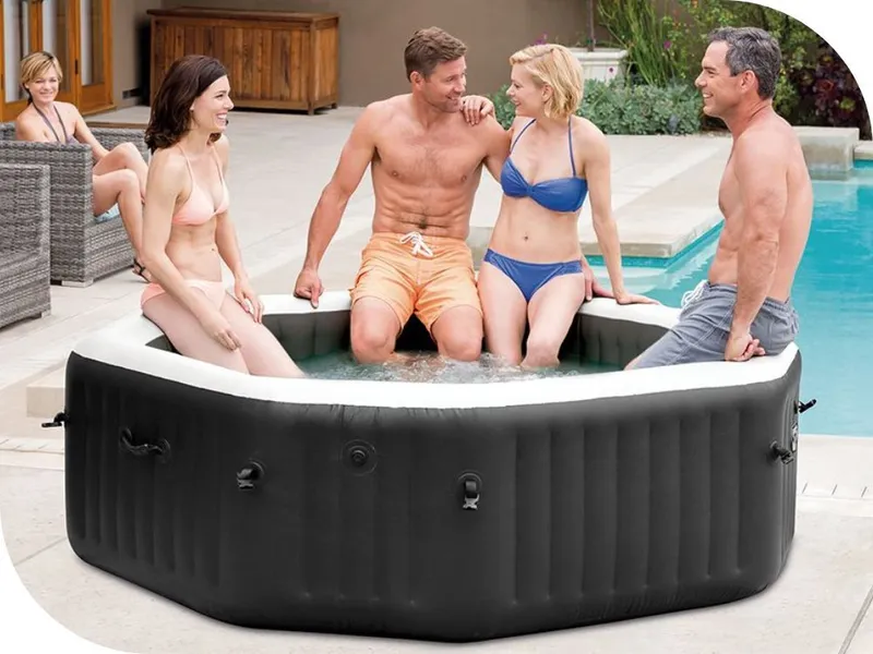 Nadmuchiwane SPA Ośmiokątne Basen Z Hydromasażem 4 os. 180x71 cm Akcesoria Premium INTEX 28458
