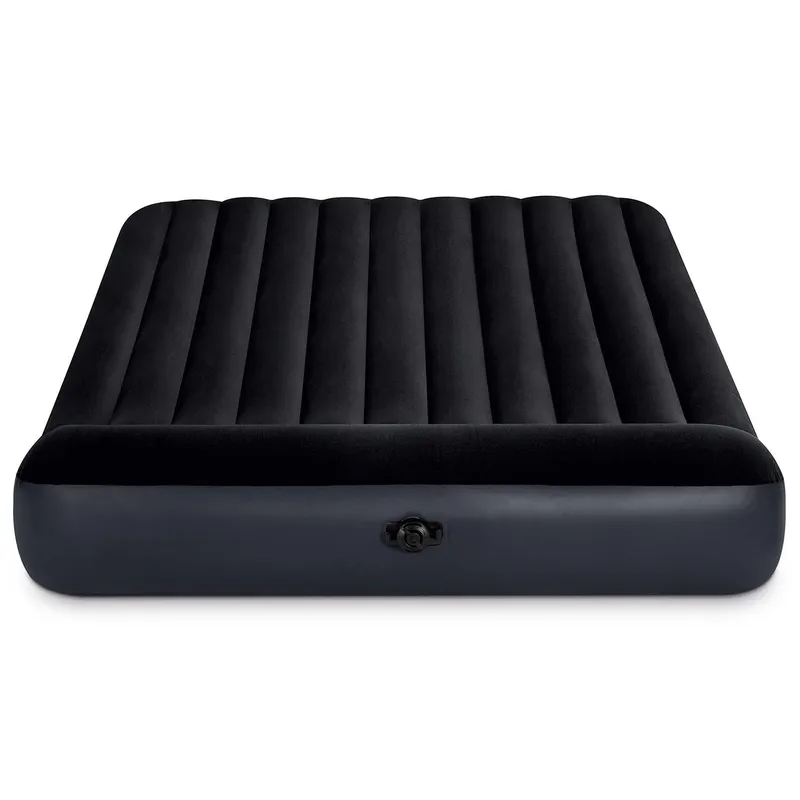 Duży Materac Dmuchany Dwuosobowy 203x183x25 cm Łóżko Z Zagłówkiem INTEX
