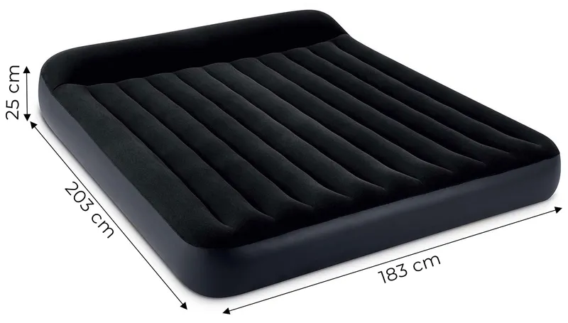 Duży Materac Dmuchany Dwuosobowy 203x183x25 cm Łóżko Z Zagłówkiem INTEX