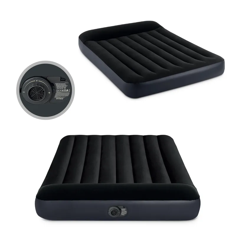 Materac Dmuchany 191x137 cm Dwuosobowy Z Pompką Łóżko Welur INTEX 64148ND