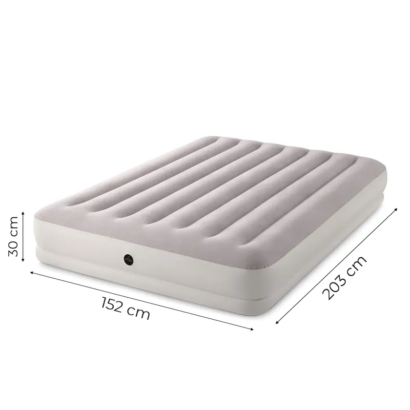 Materac Dmuchany Dwuosobowy 203x152x30 cm Z Pompką Elektryczną Łóżko INTEX