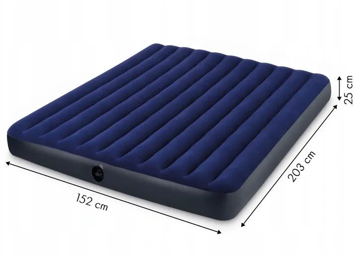Materac Dmuchany Dwuosobowy 203x152 cm Z Poduszkami Welurowy INTEX 64765