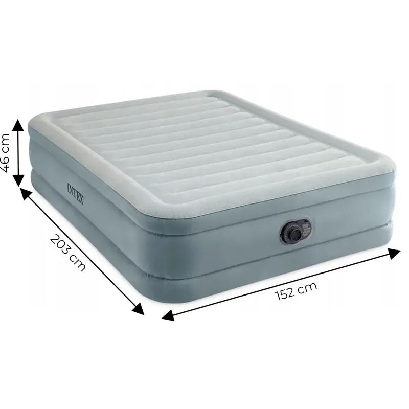 Materac Dmuchany Dwuosobowy 203x152x46 cm Z Wbudowaną Pompką Elektryczną