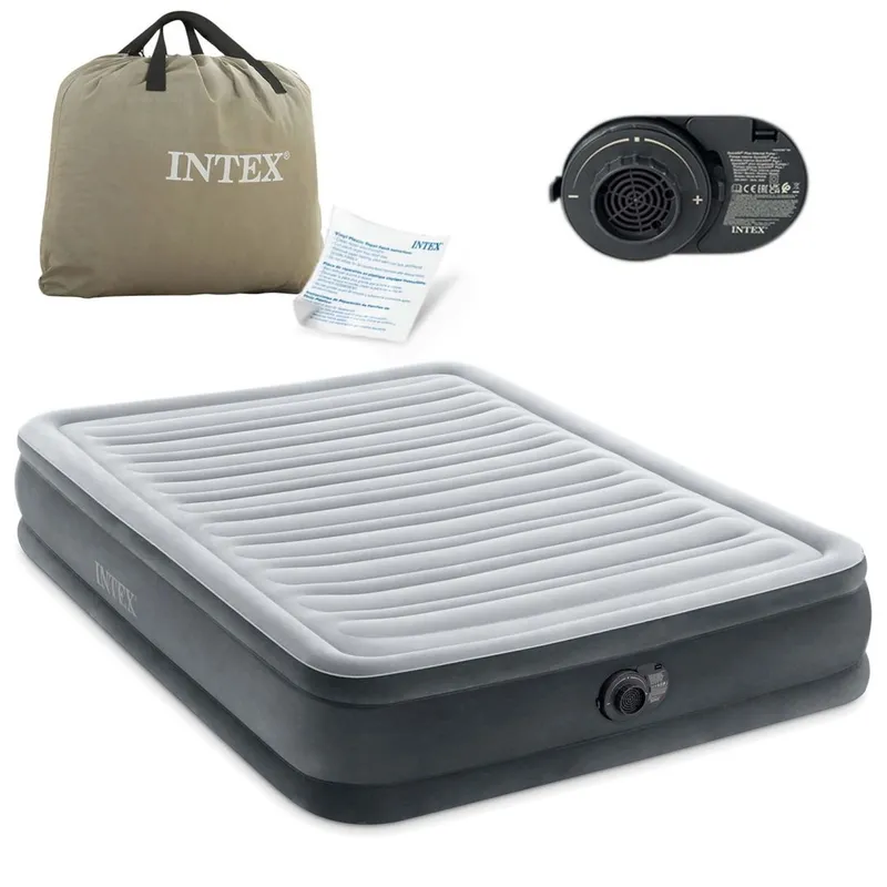 Materac Łóżko Do Spania Dwuosobowy Z Pompką Automatyczną 191x137 cm INTEX