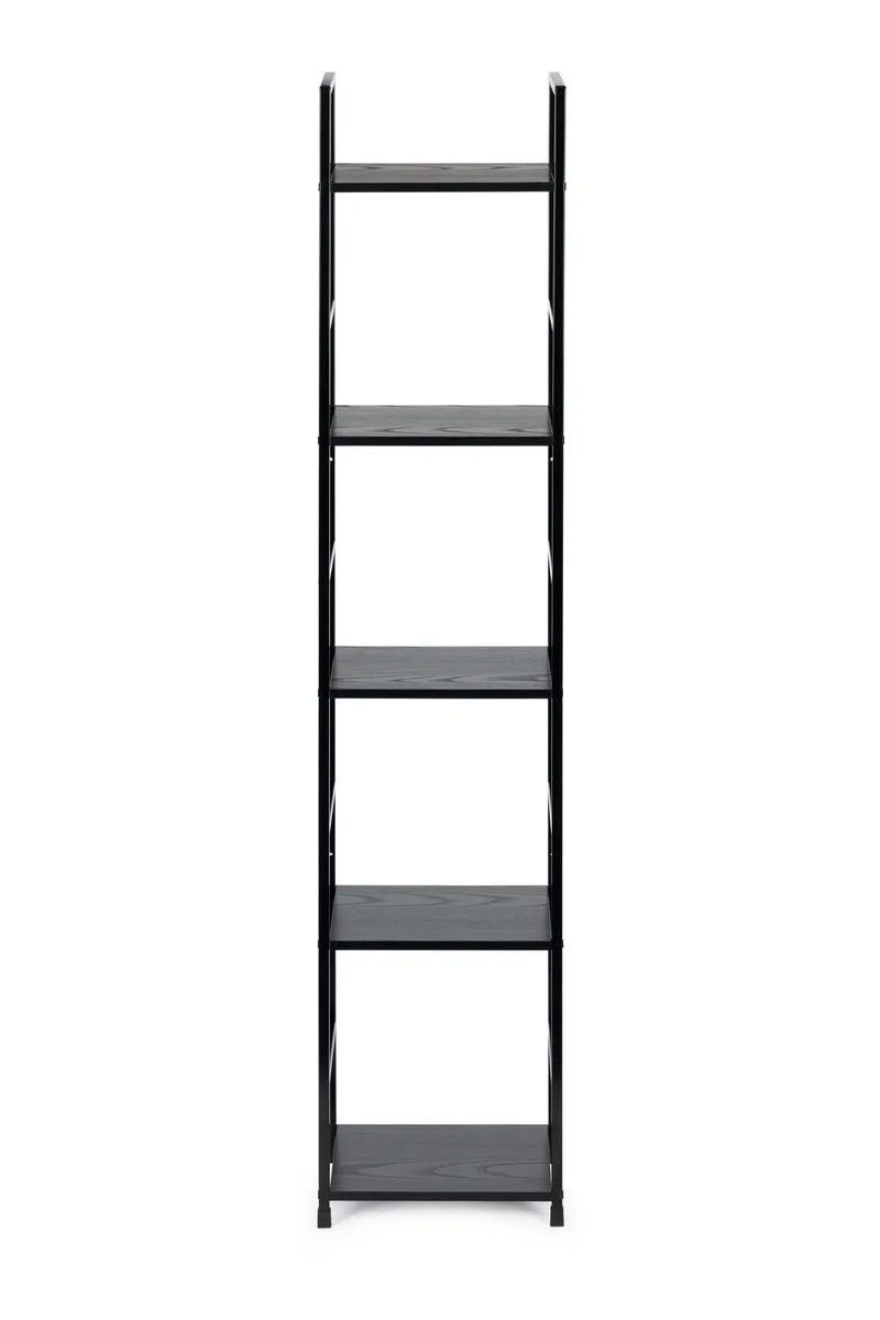 Regał Drewniany Nowoczesny Metalowa Rama Loft Półek - Czarny