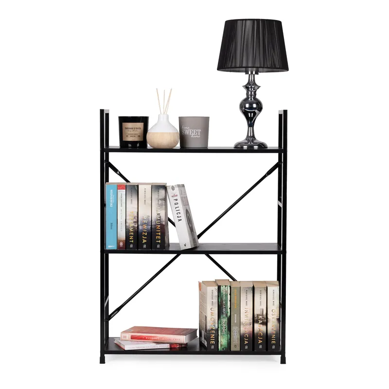 Regał Modułowy Drewniany Metalowa Rama Szeroki Loft Półki