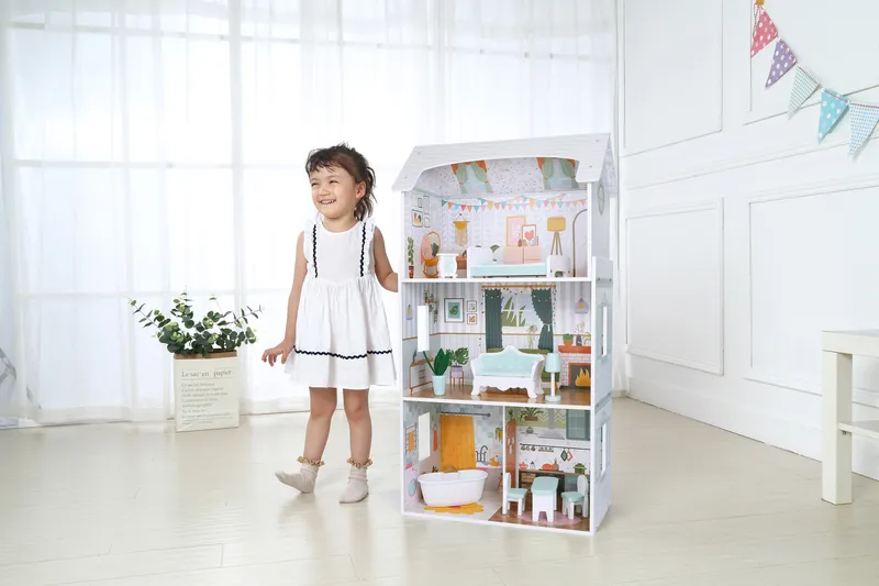 Domek Dla Lalek ALICE Piętra Pomieszczenia Komplet Mebelków