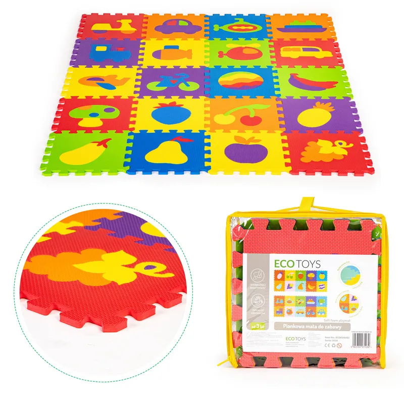 Mata Edukacyjna Piankowa EVA Puzzle 20 Elementów 148x119 cm