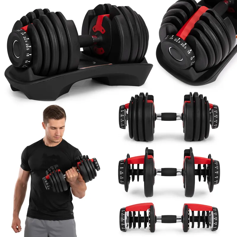 Hantel Regulowany Żeliwny Podstawką Obciążenie 2,5-24 kg
