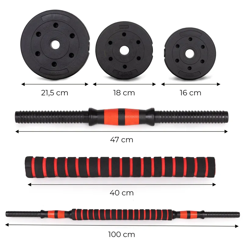 Hantle Regulowane 2x15 kg Sztanga Zestaw 30 kg Gryf