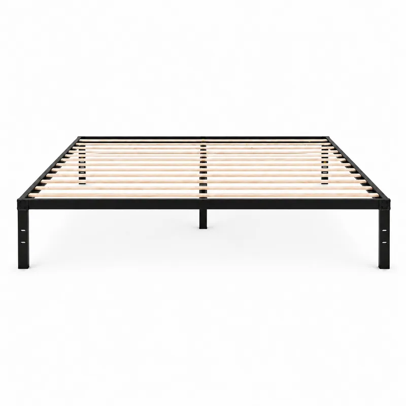 Łóżko Metalowe 190x200 cm Ze Stelażem Minimalistyczna Rama