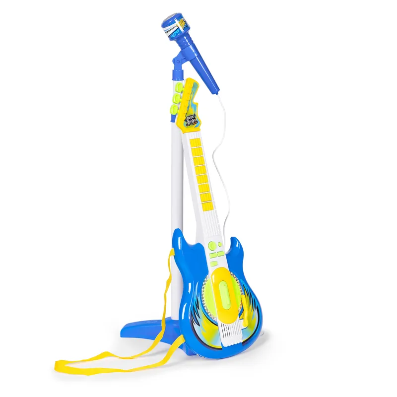 Zestaw Gitara Elektryczna Mikrofon Statyw Dla Dzieci
