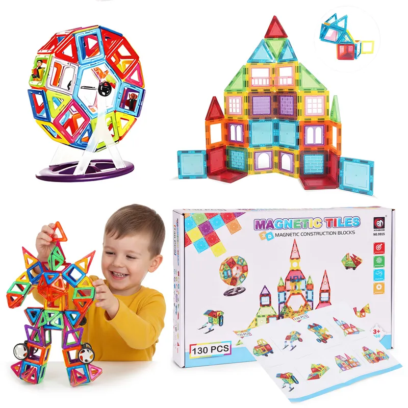 Klocki Edukacyjne Magnetyczne Konstrukcyjne Domek Autko 130