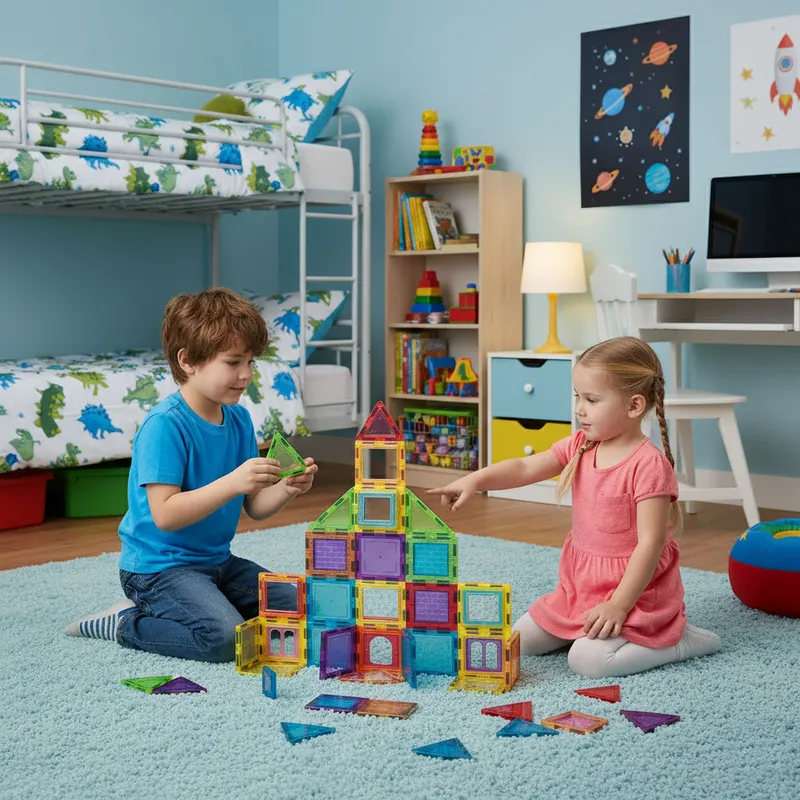 Klocki Edukacyjne Magnetyczne Konstrukcyjne Domek Autko 130