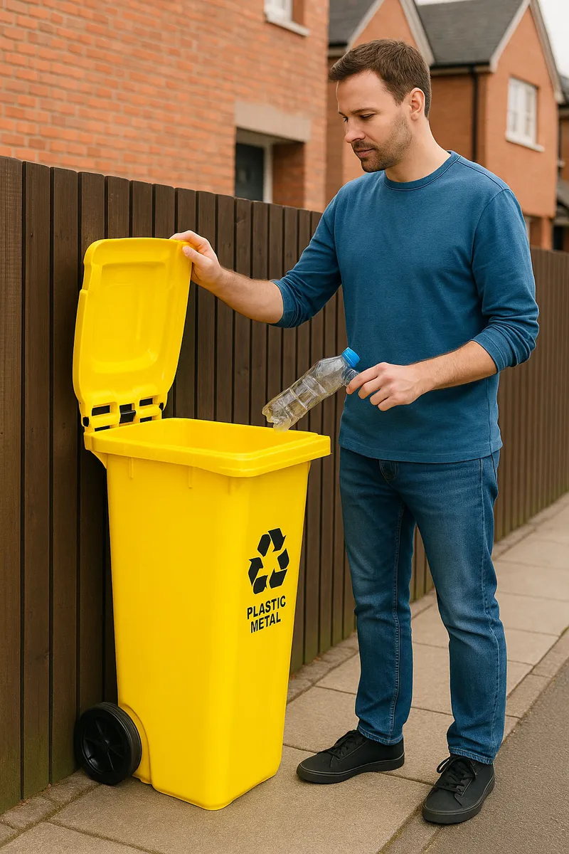Kosz Na Smieci Pojemnik Kubeł Śmietnik Plastik Koła - Żółty
