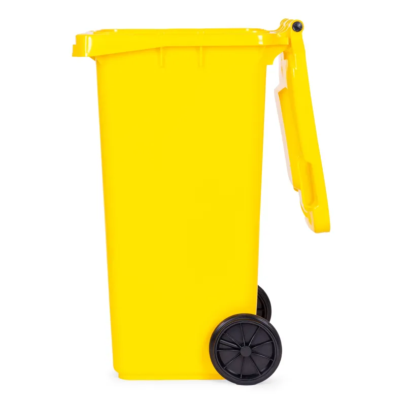 Kosz Na Smieci Pojemnik Kubeł Śmietnik Plastik Koła - Żółty