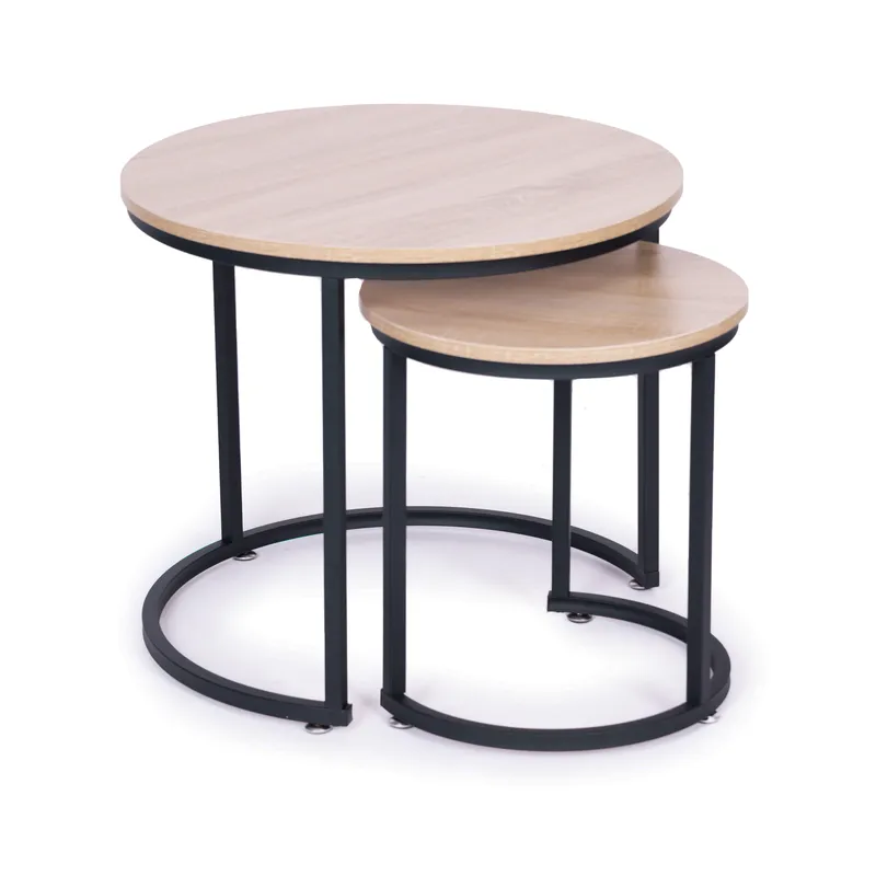 Zestaw Stolików Kawowych Szt. Okrągłe Loftowy Design