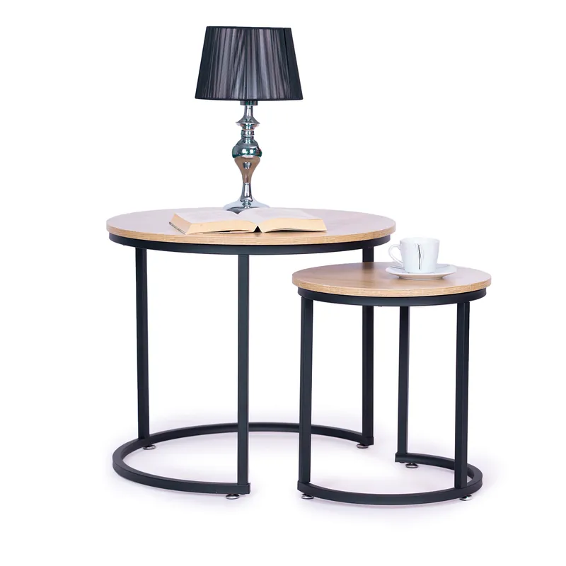 Zestaw Stolików Kawowych Szt. Okrągłe Loftowy Design