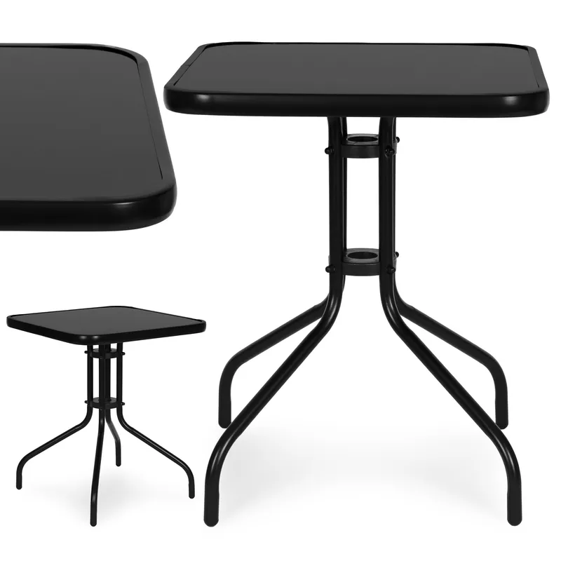 Stolik Ogrodowy Kwadratowy 60 cm Szkło Hartowane Stół PLANK