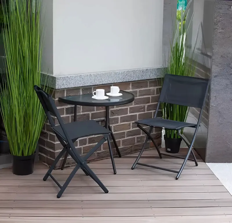 Stolik Półokrągły Szklany Na Balkon Taras Patio PLANK - Kawowy