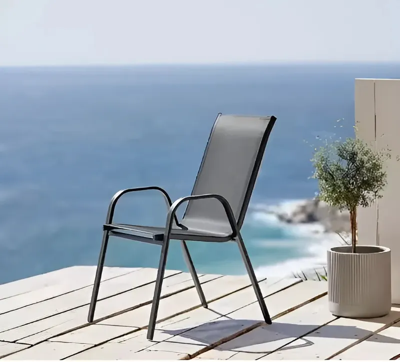 Zestaw Komplet 4 Krzeseł Ogrodowych Na Taras Balkon PLANK - Szare