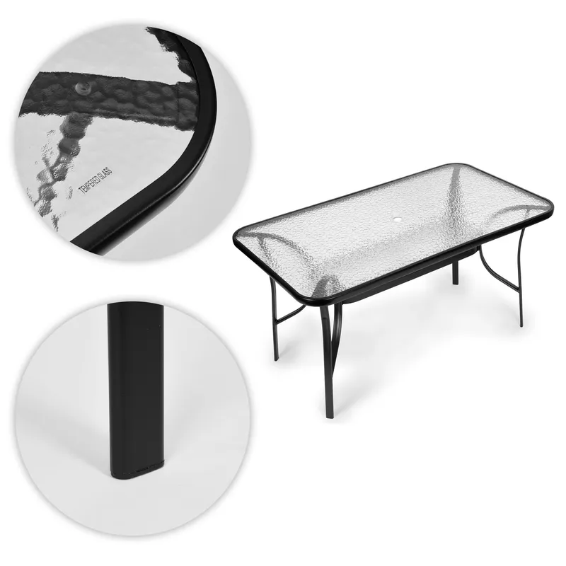Stół Ogrodowy Metalowy Na Parasol BREKKE 120 x 70 cm - Czarny