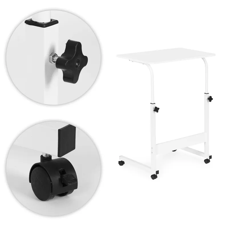 Stolik Kawowy Boczny Biały Pod Laptop 60 x 40 cm