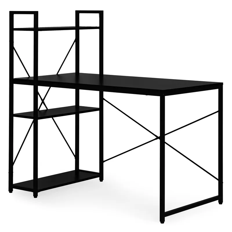 Biurko Z Regałem 3 Półki 120 x 60 cm Do Pokoju - Czarne