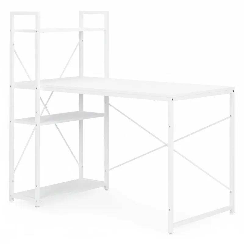 Biurko Z Regałem Do Pokoju 120 x 60 cm - Białe