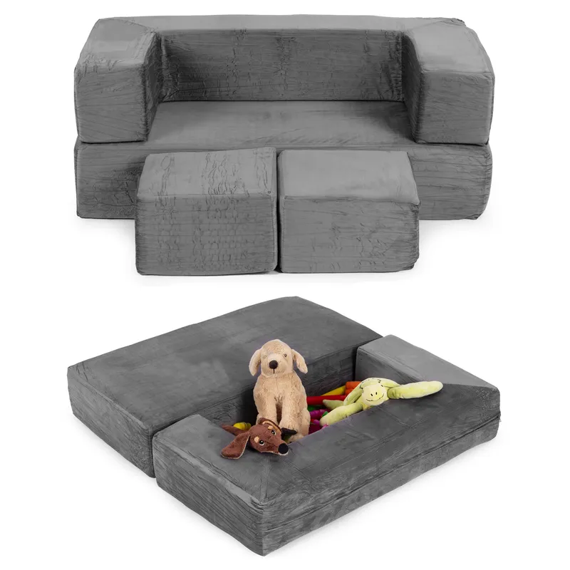 Sofa Do Salonu Modułowa Składana Dla Dzieci DIY Miękkie - Szara