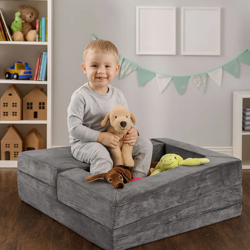 Sofa Do Salonu Modułowa Składana Dla Dzieci DIY Miękkie - Szara
